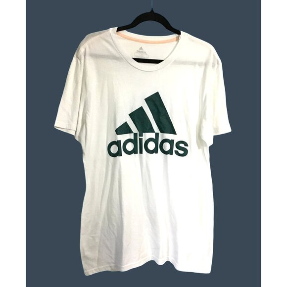 ADIDAS- MENS WHITE GRAPHIC SHORT SLEEVE CREW NECK T-SHIRT SIZE LARGE - Picture 1 of 6